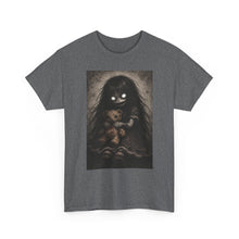 Load image into Gallery viewer, Creepy Girl with Teddy T-Shirt — Dark Gothic Horror Tee for Halloween
