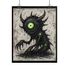 Load image into Gallery viewer, Horror Monster Poster - Green Eyed Creepy Creature Rolled Art Print
