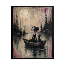 Load image into Gallery viewer, Rolled Poster — Whimsical Gothic Girl and Cat Boat Art Print
