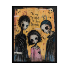 Load image into Gallery viewer, Gothic Emo Trio Art Print – "You Are the Artist of Your Becoming" Inspirational Whimsical Characters Wall Decor
