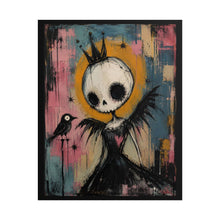 Load image into Gallery viewer, Gothic Crowned Skeleton Queen with Raven – Pastel Goth Fine Art Rolled Poster
