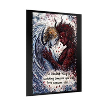 Load image into Gallery viewer, Angel and Demon Art Poster – "The hardest thing is watching someone you love..." Rolled Wall Art
