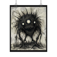 Load image into Gallery viewer, Horror Monster Illustration Poster - Creepy Three-Eyed Creature Rolled Art Print
