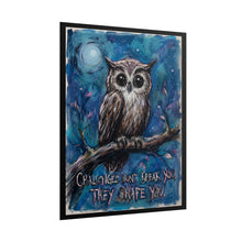 Load image into Gallery viewer, "Challenges Don't Break You" Horned Owl Wall Art | Inspirational Bird Print
