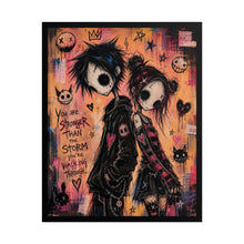 Load image into Gallery viewer, Gothic Emo Couple Art Print – "You Are Stronger Than The Storm You're Walking Through" Resilient Wall Decor

