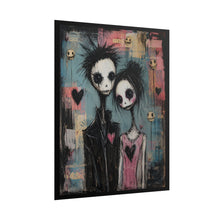 Load image into Gallery viewer, "Bleeding Hearts" Gothic Couple Canvas Art – Emo Skeleton Wall Decor
