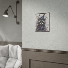 Load image into Gallery viewer, Rolled Poster — Whimsical Raccoon Art Print with Quote: “Weird Isn’t a Side Effect, It’s a Superpower in Disguise”
