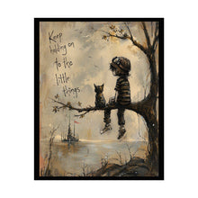 Load image into Gallery viewer, Rolled Poster — 'Keep Holding On to the Little Things' Vintage Boy &amp; Cat Wall Art

