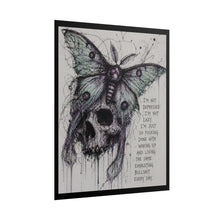 Load image into Gallery viewer, Rolled Poster — Gothic Moth Skull Art Print with Dark Mental Health Quote
