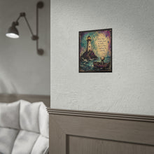 Load image into Gallery viewer, Rolled Poster — Lighthouse Art Print with Quote: “Some days it feels easier to drift than to keep fighting the current”
