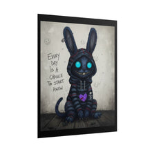 Load image into Gallery viewer, Creepy Cute Bunny Poster – "Every Day Is A Chance To Start Anew" Rolled Art Print
