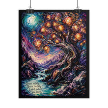 Load image into Gallery viewer, "Grow Wildly Burn Softly" Magical Tree Wall Art | Forest Stream Print
