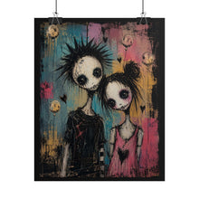 Load image into Gallery viewer, Pastel Goth Couple Art Print – Spooky Skeleton Lovers Rolled Poster
