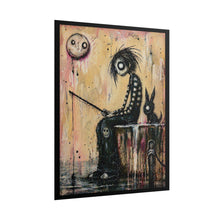 Load image into Gallery viewer, Rolled Poster — Gothic Cute Fishing Boy Art Print (Dark Whimsical Wall Decor)
