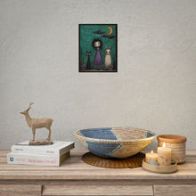 Load image into Gallery viewer, Find Beauty in the Strange Poster – Cute Gothic Girl with Cat &amp; Bunny Wall Art
