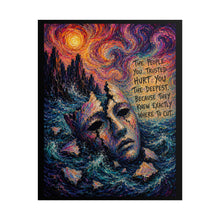 Load image into Gallery viewer, "The People You Trusted Hurt You The Deepest" Wall Art | Vivid Sunset Mask Print

