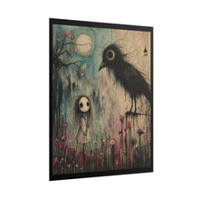 Load image into Gallery viewer, Gothic Crow &amp; Girl Art Poster — Dark Whimsical Rolled Print
