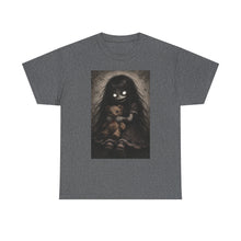 Load image into Gallery viewer, Creepy Girl with Teddy T-Shirt — Dark Gothic Horror Tee for Halloween
