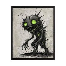 Load image into Gallery viewer, Horror Creature Poster — Neon-Eyed Monster Rolled Art Print
