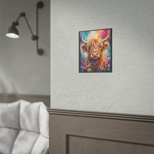 Load image into Gallery viewer, Vibrant Highland Cow with Wildflowers Poster - Colorful Farmhouse Animal Wall Decor
