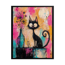 Load image into Gallery viewer, Rolled Poster — Whimsical Black Cat Art Print (Colorful Abstract, Cute Cat Wall Decor)
