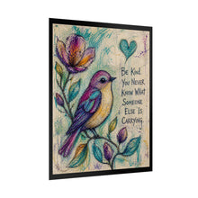 Load image into Gallery viewer, Rolled Poster — 'Be Kind' Colorful Bird Art Print (Inspirational Wall Decor)
