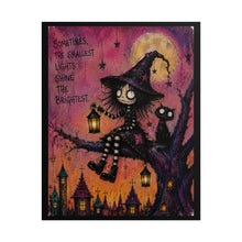 Load image into Gallery viewer, "Sometimes The Smallest Lights Shine The Brightest" Witch Wall Art | Halloween Tree Print

