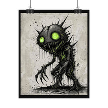 Load image into Gallery viewer, Horror Creature Poster — Neon-Eyed Monster Rolled Art Print
