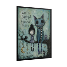 Load image into Gallery viewer, Life Is Beautifully Strange – Whimsical Gothic Cat Wall Art
