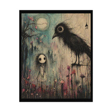 Load image into Gallery viewer, Gothic Crow &amp; Girl Art Poster — Dark Whimsical Rolled Print
