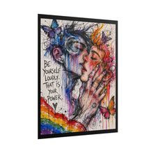 Load image into Gallery viewer, "Be Yourself Loudly" Pride Art | Intricate Sketch Kissing Couple Poster
