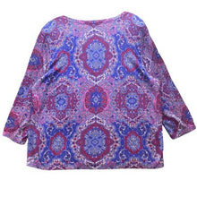 Load image into Gallery viewer, Talbots Sweater Woman 2XL Blue Pink Paisley AOP 3/4 Sleeve Mature Plus
