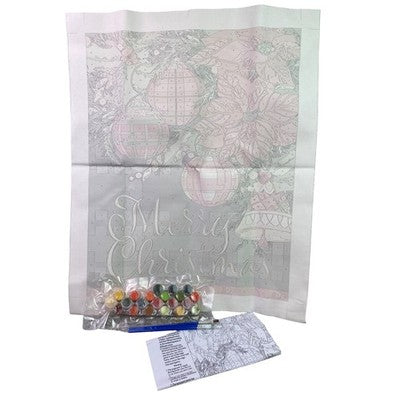 Merry Christmas Paint By Numbers Kit Holiday Ornaments Poinsettias Festive Art