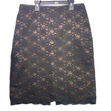 Load image into Gallery viewer, Black Lace Skirt Womens 12 Lined Old Money Career Office Cocktail Party
