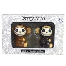 Load image into Gallery viewer, Furrybones Monkey Salt Pepper Shakers Set Skeleton Black Brown Cute Ceramic
