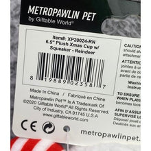 Load image into Gallery viewer, Dog Toy Christmas Reindeer Plush Squeaker 6.5"
