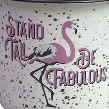 Load image into Gallery viewer, Flamingo Mug Coffee Cup Speckled Enamel Over Metal NIB
