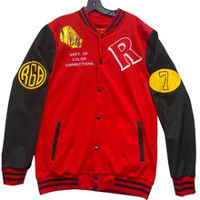 Load image into Gallery viewer, ROYGBIV Varsity Jacket Mens Extra Large Y2K Spell Out Velvet Snaps Hip Hop
