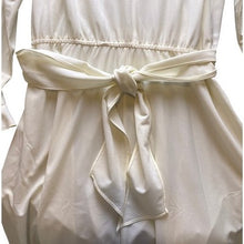 Load image into Gallery viewer, Vtg It's A Lehigh Dress Womens Extra Large Ivory Union Pearl Keyhole Gothic 46"
