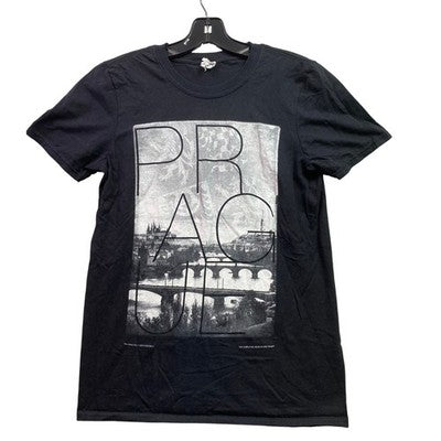 Prague Shirt Womens Small Czech Republic Black Spell Out Vacation Travel