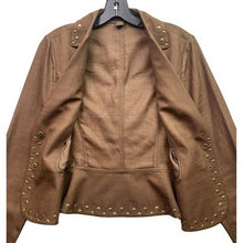 Load image into Gallery viewer, Grace Elements Blazer Womens 4 Brown Western Studded Jacket Career Professional
