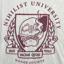 Load image into Gallery viewer, Nihilist University Shirt Womens Medium Skull Honor Ringer Graphic Streetwear
