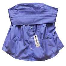 Load image into Gallery viewer, Striped Strapless Top Womens Small Blue Side Zipper Flowy Beachy Cropped NWT
