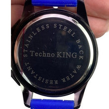 Load image into Gallery viewer, Techno KING Mens Watch Blue Silicone Crystal Chronograph Water Resistant Iced
