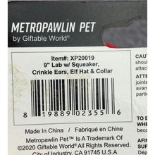 Load image into Gallery viewer, Christmas Dog Pet Toy 9" Squeaker Crinkle Ears Elf Hat Collar Metro Pawlin
