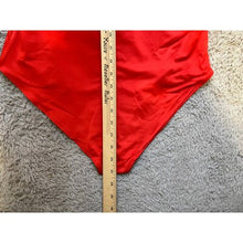 Load image into Gallery viewer, MangoPop Bodysuit Womens XL Red Long Sleeve Scalloped Neckline Basic Everyday
