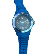 Load image into Gallery viewer, Geneva Watch Womens Blue Jelly Band Silicone Wristwatch Stainless Steel
