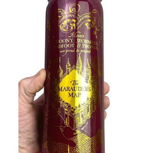 Load image into Gallery viewer, Harry Potter Marauders Map Water Bottle Burgundy Gold Flip Top NIB
