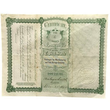 Load image into Gallery viewer, Antique 1898 Stock Certificate Patchogue Ice Manufacturing Cold Storage Company
