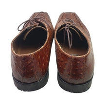 Load image into Gallery viewer, Stacy Adams Shoes Mens 13M Brown Leather Ostrich Embossed Square Toe Oxford
